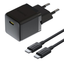 Мережевий зарядний пристрій Baseus Palm Fast Charger 1C PD3.0 20W Type-C 3A + Кабель Type-C to Type-C 60W 20V/3A 1м Чорний