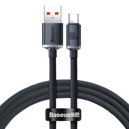 Кабель Baseus Crystal Shine Series Fast Charging Data Cable USB to Type-C 100W 20V 5A 1.2m Черный