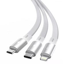 Кабель Baseus Bright Mirror Retractable 3-in-1 Fast Charging Data Cable USB to Lightning+Type-C+MicroUSB 3.5А 1.2m Белый