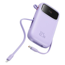 УМБ Baseus Qpow2 Dual-Cable 20000mAh 22.5W 2.4A з технологією QC3.0+PD3.0 та iP 20W+Type-C 22.5W кабелем Фіолетовий