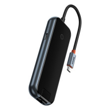 USB-хаб Baseus 6in1 AcmeJoy 6-Port Type-C HUB Adapter Type-C to USB3.0*2, USB2.0*1, Type-C*1, 4KHDMI, RJ45 Серый