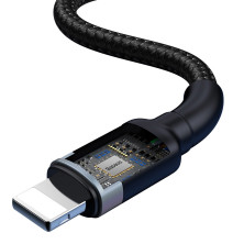 Кабель Baseus Dual Output Cafule 2-in-1 Fast Charging Data Cable USB + Type-C to Lightning 18W 1m Чорний
