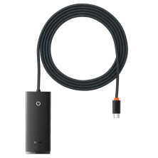 USB-хаб Baseus 4in1 Lite Series 4-Port Type-C HUB Adapter Type-C to USB3.0*4 кабель 2м Чорний