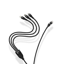Кабель Baseus Flash Series 2 3-in-2 Fast Charging Data Cable  USB+Type-C to Lightning+Type-C+MicroUSB 100W 1.2m Чорний