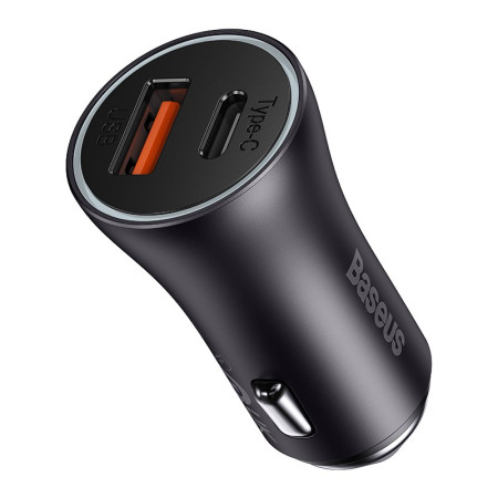 Автомобильное зарядное устройство Baseus Golden Contactor Max Dual Fast Charger Car Charger 60W USB+Type-C Серый