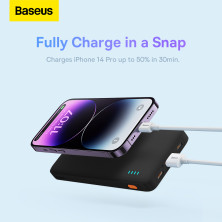 УМБ Baseus Airpow Fast Charge 10000mAh 20W 3A з технологією QC3.0+PD3.0 USB+Type-C + Кабель USB to Type-C Чорний