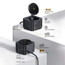 USB-хаб з Бездротовою зарядкою Baseus 7in1 MagPro Series 2 7-Port Type-C HUB Adapter Type-C to USB3.2*2, Type-C3.2*1, Type-C(PD)*1, 4KHDMI, SD/TF 3.0 Чорний