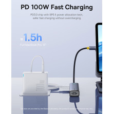 USB-хаб Baseus 7in1 UltraJoy AIR 7-Port Type-C HUB Adapter Type-C to USB3.0*2, Type-C(PD)*1, 4KHDMI, AUX, SD/TF 3.0 Серый