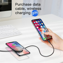 Кабель Baseus iP Cable Wireless Charger Cable USB to Lightning 2A 1.2m с Беспроводной зарядкой 5W Черный