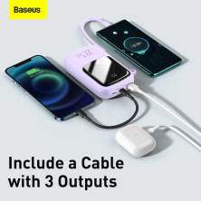 УМБ Baseus Q Pow 20000mAh 22.5W 5A с технологией QC3.0+PD3.0 и Type-C кабелем 22.5W Фиолетовый
