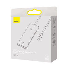 USB-хаб Baseus 4in1 Lite Series 4-Port Type-C HUB Adapter Type-C to USB3.0*4 кабель 2м Білий