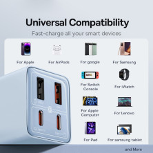 Сетевое зарядное устройство Baseus GaN6 Pro 65W 2USB+2Type-C + кабель Baseus Type-C to Type-C 100W 20V/5A 1м Голубой