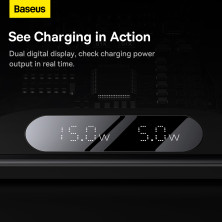Беспроводное зарядное устройство Baseus Digital LED Display 2in1 Wireless Charger с технологией Qi 20W Черный
