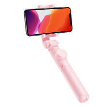 Селфи-монопод Baseus Bluetooth Folding Bracket 2in1 с функцией штатива и пультом Bluetooth Розовый