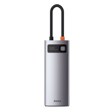 USB-хаб Baseus 5in1 Metal Gleam 5-Port Type-C HUB Adapter Type-C to USB3.0*3, Type-C*1, 4KHDMI Серый