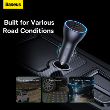 Автомобильное зарядное устройство Baseus Golden Contactor Pro Triple Fast Charger Car Charger 65W USB+2Type-C Серый