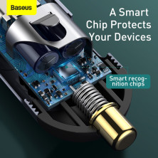 Автомобільний зарядний пристрій Baseus Share Together PPS multi-port Fast Charging Car Charge 120W 3USB+Type-C з подовжувачем 1.5м Сірий