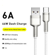 Кабель Baseus Cafule Metal Data Cable USB to Type-C 66W 11V 6A 2m Білий