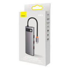 USB-хаб Baseus 8in1 StarJoy 8-Port Type-C HUB Adapter Type-C to USB3.1*3, Type-C(PD)*1, 4KHDMI, RJ45,TF, SD Сірий