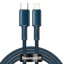 Кабель Baseus High Density Braided Fast Charging Data Cable Type-C to Lightning PD 20W 2m Синій
