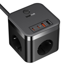 Сетевое зарядное устройство Baseus PowerCombo Cube PowerStrip 30W 3AC+2USB+2Type-C 3A Черный