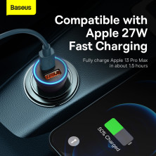Автомобильное зарядное устройство Baseus Golden Contactor Max Dual Fast Charger Car Charger 60W USB+Type-C Серый