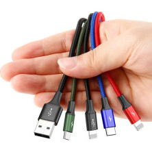 Кабель Baseus Fast 4-in-1 Fast Charging Data Cable USB to 2Lightning+Type-C+MicroUSB 3.5А 1.2m Чорний