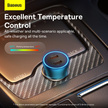 Автомобільний зарядний пристрій Baseus Golden Contactor Pro Dual Quick Charger Car Charger 40W 2Type-C Блакитний