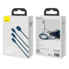 Кабель Baseus Superior Series 3-in-1 Fast Charging Data Cable USB to Lightning+Type-C+MicroUSB 3.5А 1.5m Синій