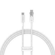 Кабель Baseus Explorer Series with Smart Temperature Control Fast Charging Data Cable Type-C to Type-C 100W 20V 5A 1m Белый