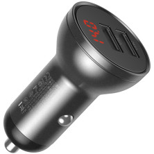Автомобильное зарядное устройство Baseus Digital Display 24W 2USB 4.8A Серый