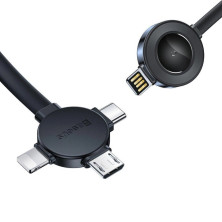 Кабель Baseus Star Ring Series 4-in-1 Wireless Charging Cable USB to Lightning+Type-C+MicroUSB+iWatch 3А 0.18m Чорний