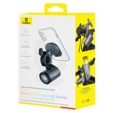 Тримач з ліхтариком телефону на велосипед Baseus PrimeTrip Series Dual-Color Bike Light 2-in-1 Set Чорний