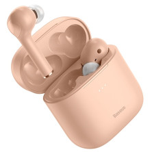 Беспроводные Bluetooth наушники Baseus Encok TWS W06 с функцией беспроводной зарядки Qi Розовый