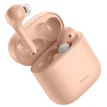 Беспроводные Bluetooth наушники Baseus Encok TWS W06 с функцией беспроводной зарядки Qi Розовый