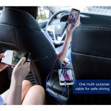 Кабель Baseus Fast 4-in-1 Fast Charging Data Cable USB to Lightning+Type-C*2+MicroUSB 3.5А 1.2m Чорний