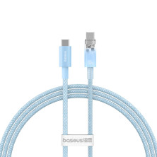 Кабель Baseus Explorer Series with Smart Temperature Control Fast Charging Data Cable Type-C to Type-C 100W 20V 5A 1m Голубой