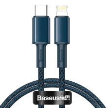 Кабель Baseus High Density Braided Fast Charging Data Cable Type-C to Lightning PD 20W 1m Синій
