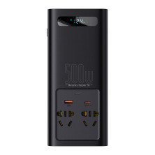 Автомобильный инвертор Baseus Super Si Inverter 500W (220V CN/EU) 2Розетки+USB+Type-C 3A с технологией QC3.0+PD3.0 Черный