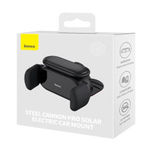 Автотримач на сонячній батареї для телефона Baseus Steel Cannon pro Solar Electric Car Mount на торпедо Чорний