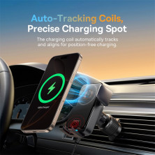 Беспроводное автомобильное зарядное устройство Baseus Wisdom Pro Auto Coil Alignment Air Outlet Version с технологией Qi 15W Черный