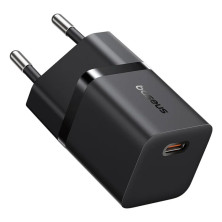 Мережевий зарядний пристрій Baseus GaN5 Mini Fast Charger 1C PD3.0 25W Type-C 3A + кабель Baseus Type-C to Type-C 100W 20V/5A 1м Чорний