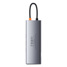 USB-хаб Baseus 9in1 Metal Gleam 9-Port Type-C HUB Adapter Type-C to USB3.0*3, Type-C(PD)*1, 4KHDMI, VGA, RJ45, TF, SD Серый