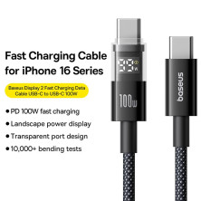 Кабель Baseus Display 2 Series Fast Charging Data Cable Type-C to Type-C 100W 20V 5A 1m Черный