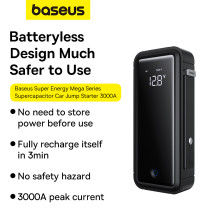 Пускозарядное устройство Бустер Baseus Super Energy Mega Series Supercapacitor Car Jump Starter 12V 3000A Черный