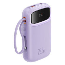 УМБ Baseus Qpow2 Dual-Cable 20000mAh 22.5W 2.4A з технологією QC3.0+PD3.0 та iP 20W+Type-C 22.5W кабелем Фіолетовий