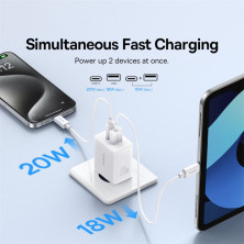 Мережевий зарядний пристрій Baseus Cube Fast Charger QC3.0+PD3.0 20W USB+Type-C 3A Білий