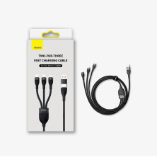Кабель Baseus Flash Series 2 3-in-2 Fast Charging Data Cable  USB+Type-C to Lightning+Type-C+MicroUSB 100W 1.2m Чорний