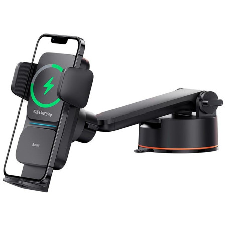 Бездротовий автомобільний зарядний пристрій Baseus Wisdom Auto Alignment Car Mount Wireless Charger Suction Base з технологією Qi 15W Чорний