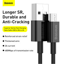 Кабель Baseus Superior Series Fast Charging Data Cable USB to Micro USB 2A 2m Черный